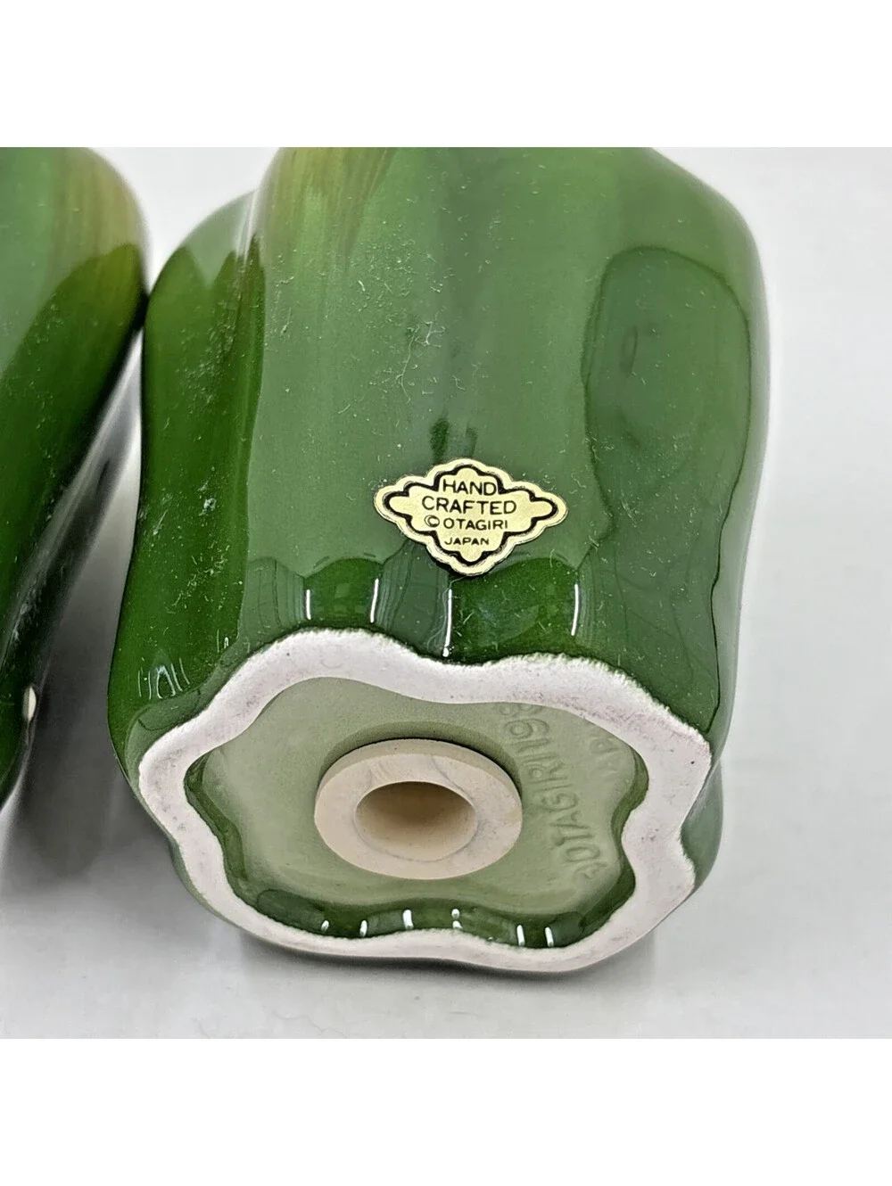 Vintage Otagiri Green Peppers Salt Pepper Shakers Ceramic Japan 1984